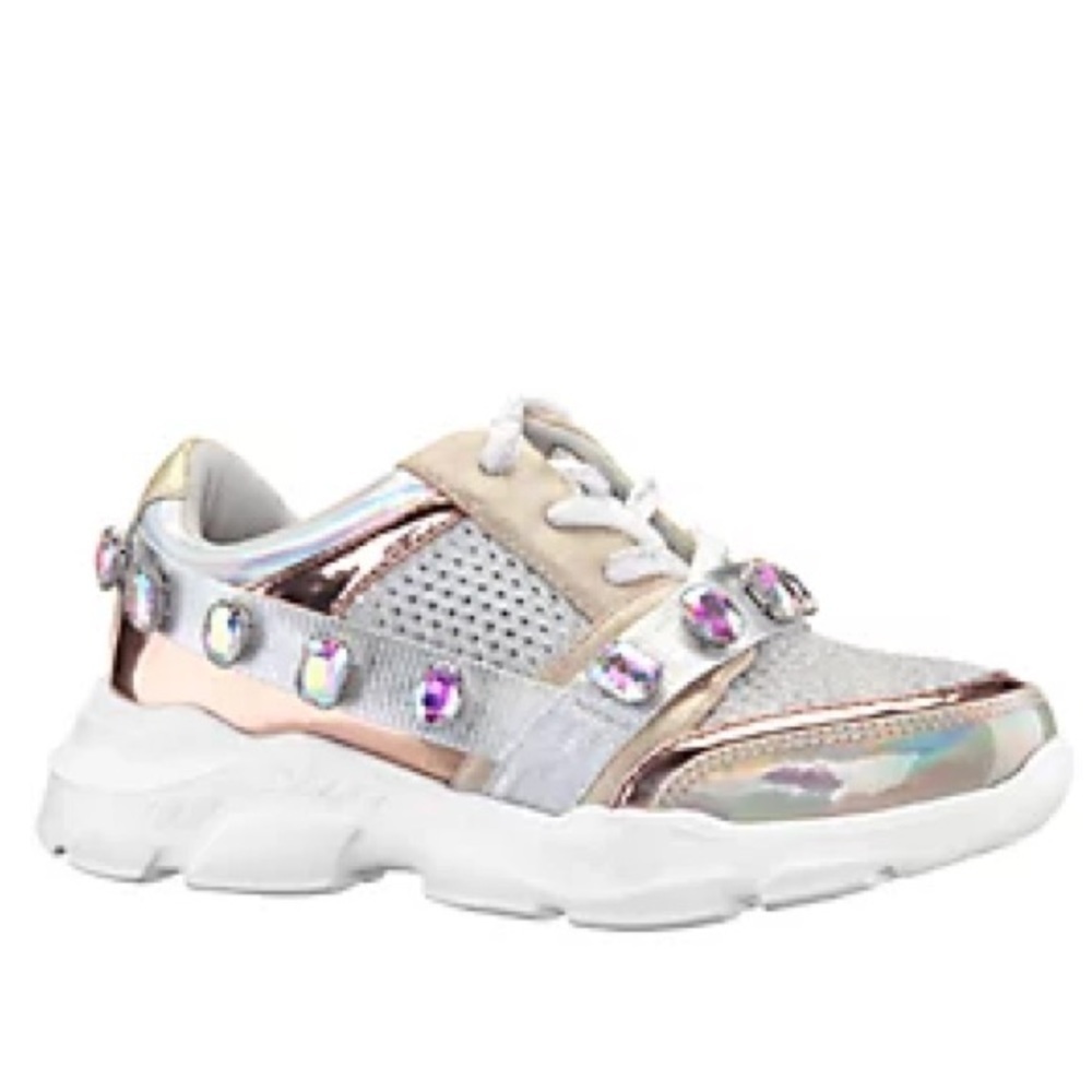 Nina Shoes Girls Yasminda Jewel White & Gold Shoes Size 5 US!